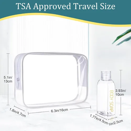 Vista 2 de Cosywell Kit de viaje de botellas exprimibles a prueba de fugas – 4 piezas de 3.4 onzas aprobadas por la TSA para champú, acondicionador y artículos