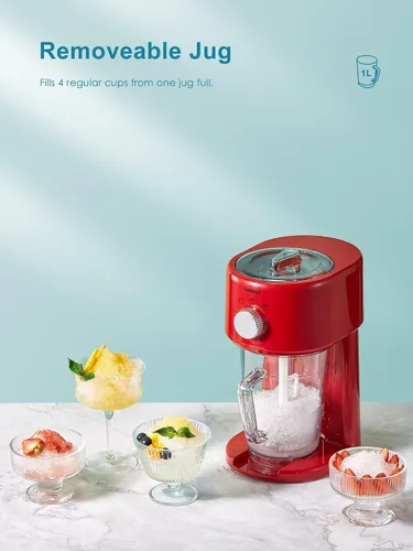 Vista 3 de Reemix Máquina de hielo afeitado, máquina de afeitar eléctrica de hielo y máquina de cono de nieve con almacenamiento de gran capacidad, trituradora