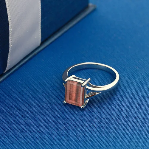 Vista 93 de Gem Stone King Anillo de compromiso solitario con diseño clásico de vástago dividido para mujer, plata de ley 925, piedra natal de piedra preciosa
