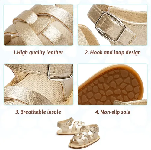 Vista 4 de ohsofy Sandalias para bebés y niñas, zapatos de playa de verano para exteriores, casuales, con suela de goma, zapatos planos de princesa