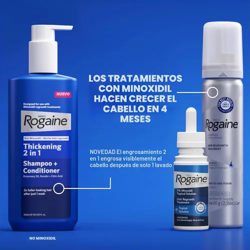 Vista 6 de Rogaine para hombres 5% minoxidil espuma tópica, suministro para un mes