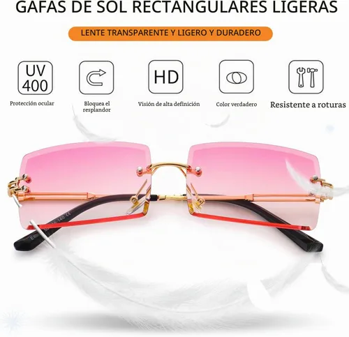 Vista 8 de Rimless Rectangle Sunglasses Women Men Trendy Square Y2K Glasses Retro Frameless Eyewear Gradient Lens