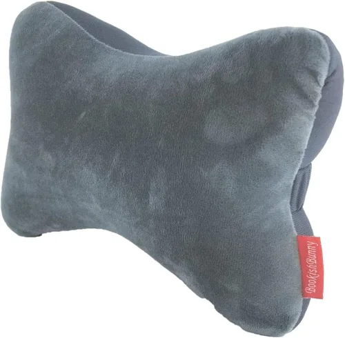 Vista 8 de Bookishbunny Almohadas de espuma viscoelástica con forma de hueso de perro con funda de terciopelo extraíble para automóvil, autobús, camión Negro