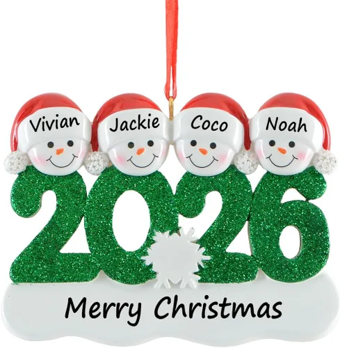 Vista 7 de Adorno de Navidad familiar personalizado 2025 – Adorno de árbol de Navidad de pareja de muñeco de nieve – Adornos colgantes decorativos – Regalos
