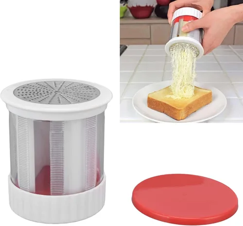 Vista 4 de Omabeta Cheese Grater Home Kitchen Portable Stainless Steel Vegetable Shredder - Red + White