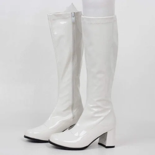 Vista 3 de Botas de charol para mujer, botas altas hasta la rodilla, piel sintética con zíper