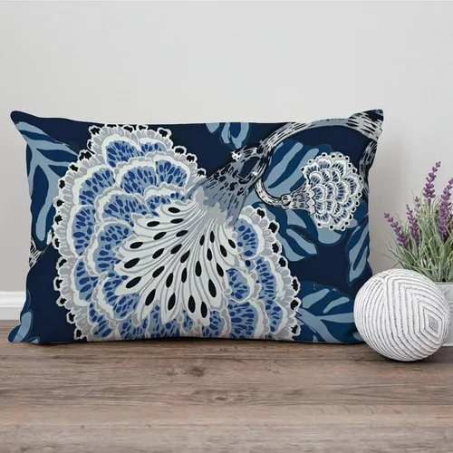 Vista 116 de ArogGeld Funda de cojín con flores verdes y blancas con flores grises y negras y hojas verdes en estilo chinoiserie, funda de almohada cuadrada
