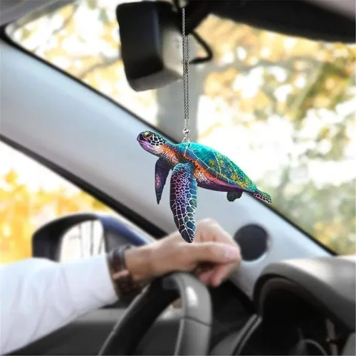 Vista 7 de Adorno colgante de tortuga marina para espejo retrovisor de automóvil, bonita tortuga de automóvil, bolsa interior de automóvil, llavero accesorio
