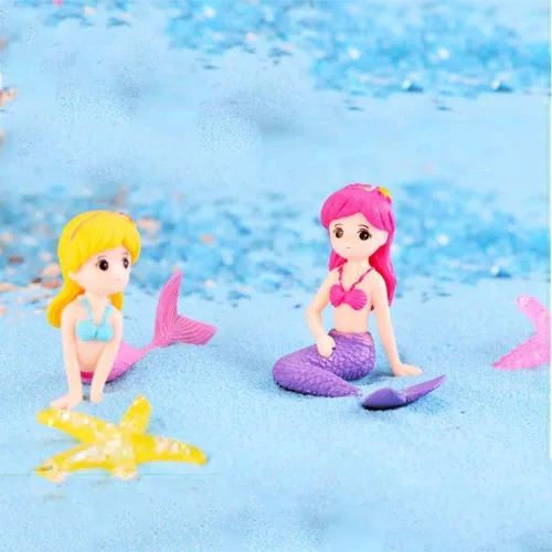 Vista 7 de Adorno de acuario de sirena para peceras y terrarios, figura de sirena de plástico rosa para jardines de hadas, paisajes de bricolaje y decoración