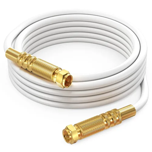 Vista 28 de Cable coaxial RG6, triple blindado, sin oxígeno, cable de cobre para TV, Internet y más, cable coaxial flexible de 1.5 pies, color blanco