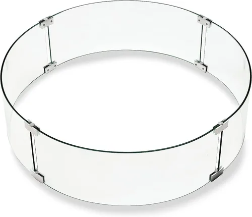 Vista 3 de Protector de viento de vidrio templado redondo para fogata de 28 pulgadas para uso al aire libre de barbacoa