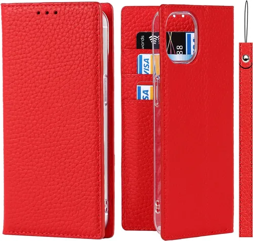 Vista 22 de iCoverCase Funda tipo cartera compatible con iPhone 13 Pro Max con tarjetero y correa para la muñeca, bloqueo RFID, funda magnética para teléfono