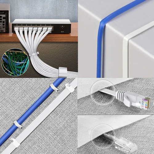 Vista 4 de BUSOHE Cable Ethernet Cat6 de 6 pies, 2 unidades, blanco, Cat-6 plano RJ45 para computadora, Internet LAN, red Ethernet, cable de conexión Ethernet