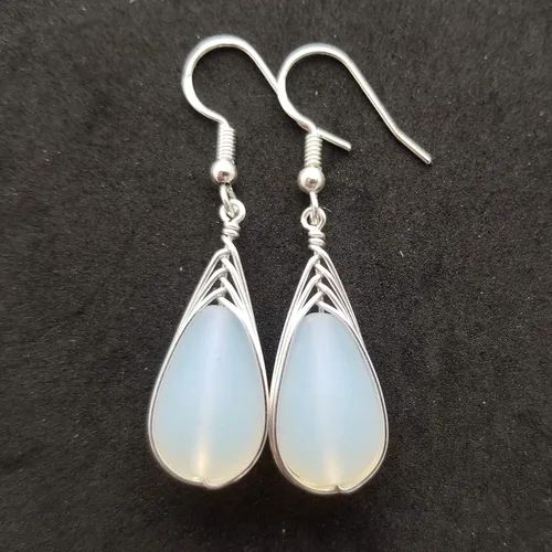 Vista 22 de Yinahawaii Handmade Sea Glass Earrings, Hawaiian Jewelry, Wire Braided Earrings Teardrop Earrings, Beach Jewelry Sea Glass Jewelry For Women Cobalt