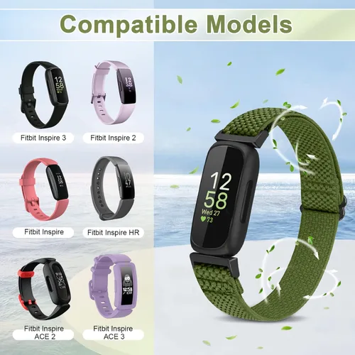 Vista 5 de Vodtian Paquete de 4 Correas Compatibles con Fitbit Inspire 3/Inspire 2/Inspire/Inspire HR/Ace 3/Ace 2, Correas de Nylon Elásticas Ajustables