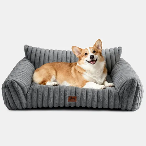 Vista 10 de Sofá de gato para mascotas, bonita cama para gatos de interior Crema