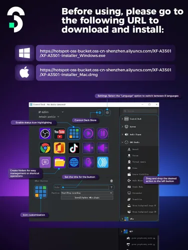 Vista 7 de Controlador de transmisión cubierta de control SOOMFON Studio con 15 teclas macro, botones LCD personalizables para activar acciones en OBS, Twitch