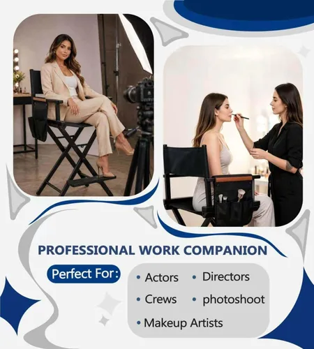 Vista 5 de Silla plegable extra alta de 30 pulgadas, silla de aluminio ligera para artista de maquillaje para cliente, silla de director portátil para estudio