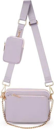 Vista 4 de UTO Pequeñas bolsas cruzadas para mujer, 3 en 1, diseño de moda, mini cangurera con correa