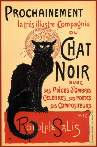 Vista 2 de Laminado Le Chat Noir The Black Cat Vintage Anuncio Vintage Ilustración Vintage Art Deco Vintage French Wall Art Nouveau 1920 Publicidad francesa