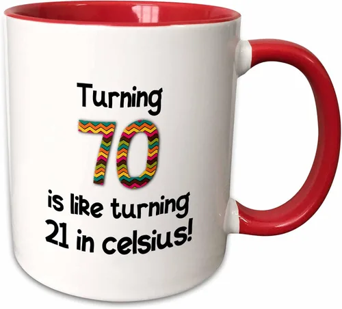 Vista 13 de 3dRose 70 is Like Turning 21 in Celsius-Humorous - Taza de dos tonos, 11 onzas, color negro