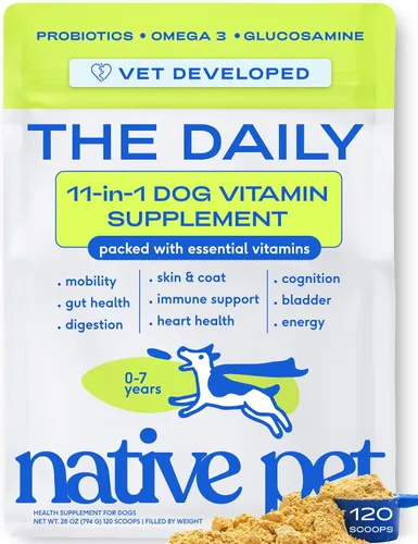 Vista 14 de Native Pet Vitaminas y Suplementos para Perros - Polvo de Vitaminas 11-en-1 para Complemento de Comida de Perro - Colágeno, Glucosamina