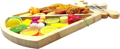 Vista 6 de Tabla de charcutería personalizada de bambú para quesos y cuchillos, divertida tabla de aperitivos de hojas de árbol de Navidad, tablero