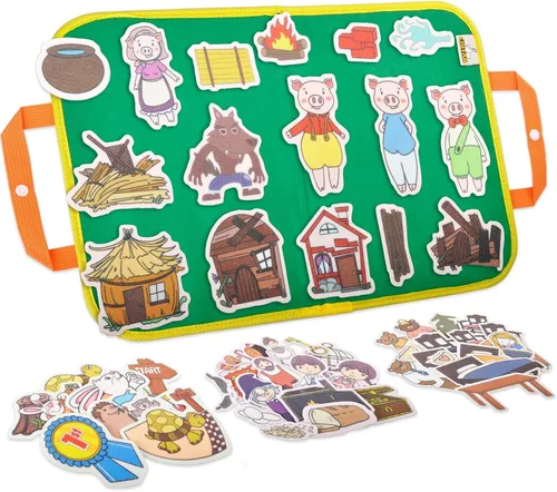 Vista 8 de CHEFAN Juego de Historias de Tablero de Felpa/Flanela de 4 Piezas, Piezas de Felpa PRECORTADAS para Tiempo de Círculo de Preescolares y Pequeños