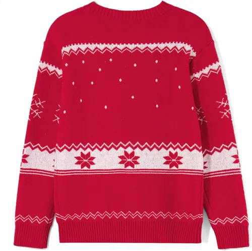 Vista 6 de Suéter navideño a juego para la familia, con estampado de copos de nieve de reno, suéter feo de manga larga 1 estilo.