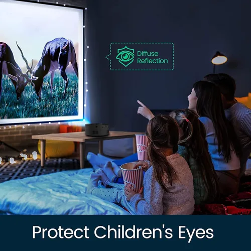 Vista 7 de Proyector para el hogar, mini proyector 1080P, amigable con los ojos, control remoto, interfaces USB y audio, soporte para cajas de TV, portátiles