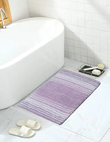 Vista 20 de Home Weavers Gradation Collection - Alfombra de baño 100% algodón, suave y absorbente, antideslizante, lavable a máquina, rectangular, 17 x 24 Beige