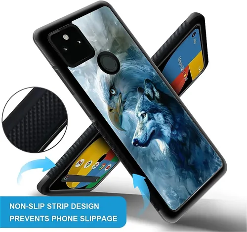 Vista 1257 de Compatible con Google Pixel 4A 5G Mobile Case Creative Acrylic Panel trasero Silicona Protección Grip especialmente diseñado para Google Pixel 4A 5G