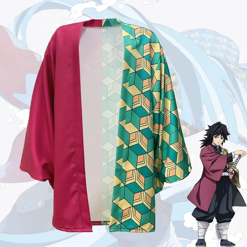 Vista 9 de TUMUSKER Tomioka Giyuu Kimono Capa Anime Cosplay Capa Disfraz de Halloween para adultos y niños (solo Cloak)