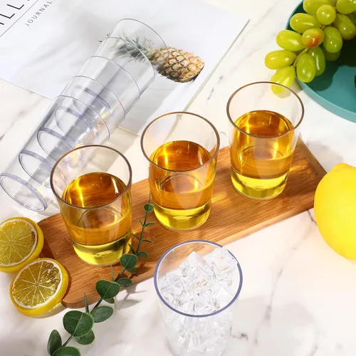 Vista 5 de Meanplan Paquete de 12 vasos de plástico reutilizables para bebidas de grado restaurante, 8 onzas, vasos de plástico irrompibles y apilables, vasos