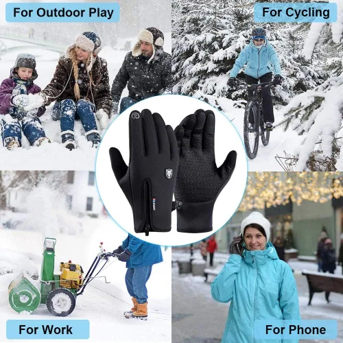 Vista 6 de Guantes de invierno para hombres y mujeres, guante térmico resistente al viento y al agua para clima frío, guantes con pantalla táctil para mantener