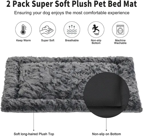 Vista 2 de Paquete de 2 camas para perros grandes, medianos y pequeños, cama rectangular reversible para perros, sofá cama ortopédica lavable y duradera