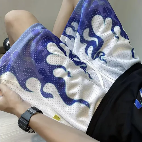 Vista 9 de BOOMLEMON Pantalones cortos de baloncesto para hombre, pantalones cortos deportivos de entrenamiento casual con estampado gráfico de malla