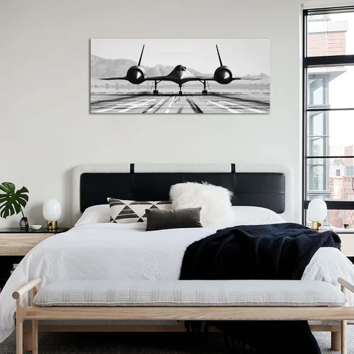 Vista 5 de KLVOS Arte de pared en blanco y negro, gran avión, impresión sobre lienzo para habitación de niños, decoración del hogar y la oficina, obra de arte