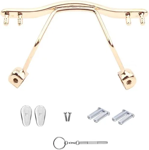 Vista 2 de Gafas sin montura doradas, puente de nariz, almohadillas para gafas, piezas de doble tapón de goma y accesorios de destornillador