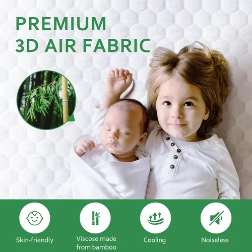 Vista 2 de Protector de colchón Queen impermeable, refrescante, tela transpirable de viscosa 3D, bolsillo profundo de 8-18 pulgadas, lavable, sin ruido