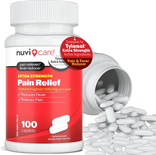 Vista 2 de NUVICARE Acetaminofén 500mg Extra Fuerte Alivio del Dolor - Comparable con Tylenol Extra Fuerte Alivio del Dolor y Reductor de Fiebre - Tabletas