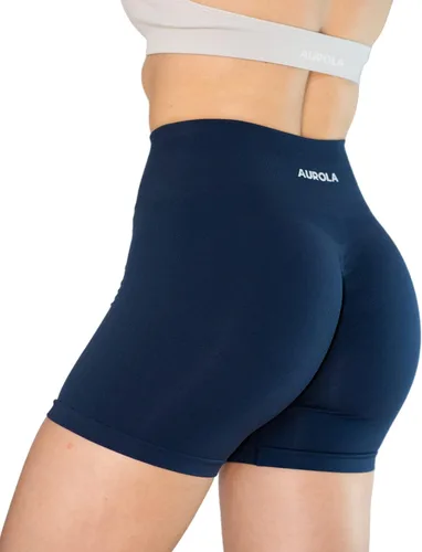 Vista 3 de AUROLA Intensify - Pantalones cortos deportivos sin costuras de cintura alta para mujer, para correr, gimnasio, fitness, yoga, entrenamiento