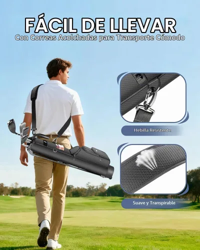 Vista 4 de Dragon Tiger Origin Lightweight Sunday Golf Bag, Small Golf Bag with Stand Negro