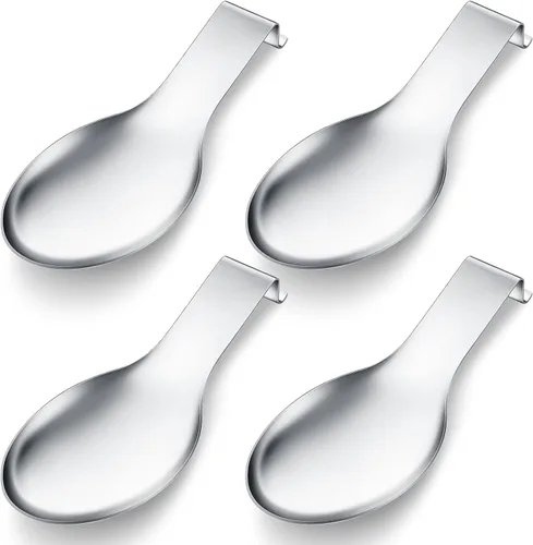 Vista 19 de Nuanchu 6 piezas de acero inoxidable soporte para cucharas y espátulas para estufa, mango para cucharón, soporte para cucharas para encimera Negro