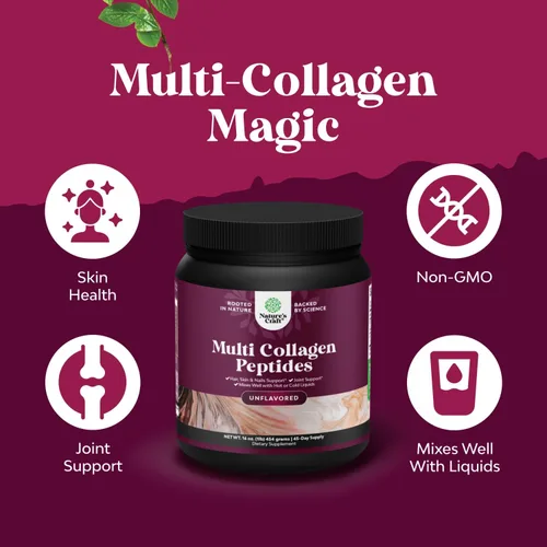 Vista 4 de Natures Craft Proteína en polvo multicolágeno para mujeres y hombres, péptidos de colágeno hidrolizados Keto, 45 porciones, vitaminas