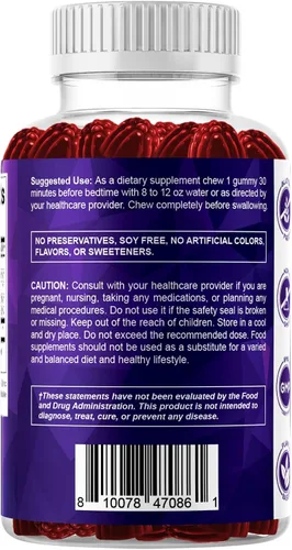 Vista 9 de Vitamatic Melatonina 10 mg por gomita – 60 porciones – 60 gomitas vegetarianas – Suplemento sin hábito
