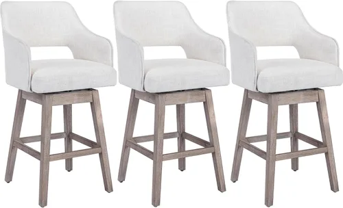 Vista 14 de Kmax Single Swivel Counter Height Bar Stool, Linen Beige