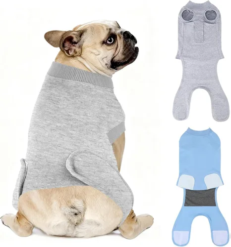 Vista 19 de Paquete de 2 unidades de algodón transpirable para perros de recuperación para después de esterilizar heridas abdominales, protectores profesionales