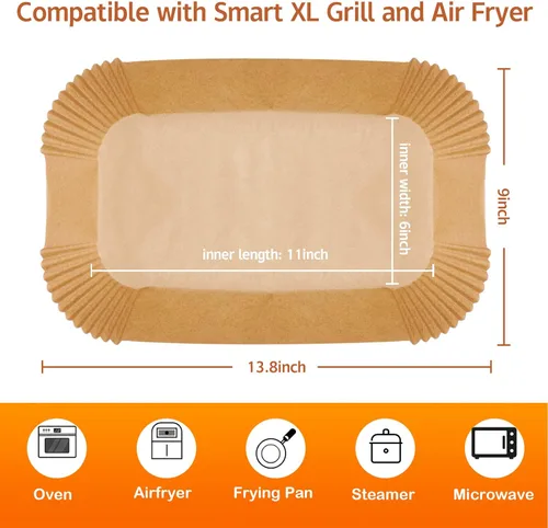 Vista 5 de Revestimientos para freidora de aire Ninja Smart XL - 120 piezas de papel pergamino desechable rectangular para accesorios de freidora de aire Ninja