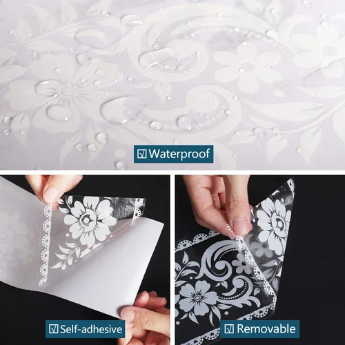 Vista 7 de VEELIKE - Cenefa decorativa blanca adhesiva con apariencia de encaje, para pared, removible y resistente al agua, decoración para baño, habitación